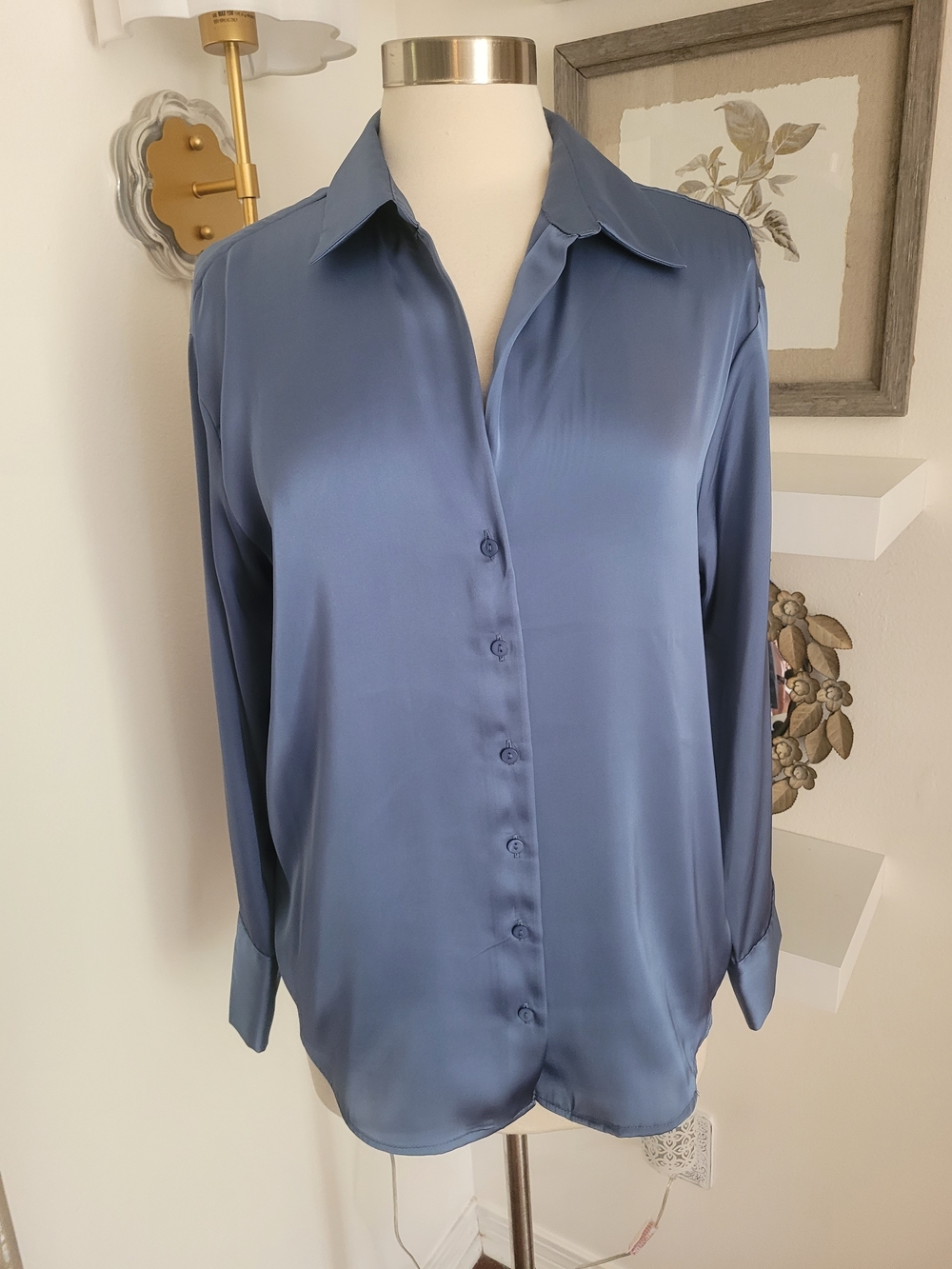 torrid Blue Satin Button-Down Blouse